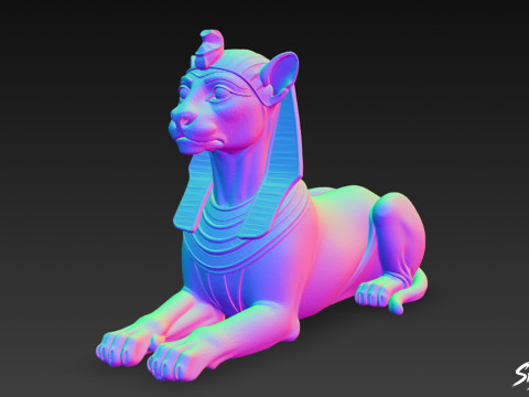 Estatua de la esfinge felina egipcia Modelo 3D