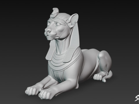 Estatua de la esfinge felina egipcia Modelo 3D