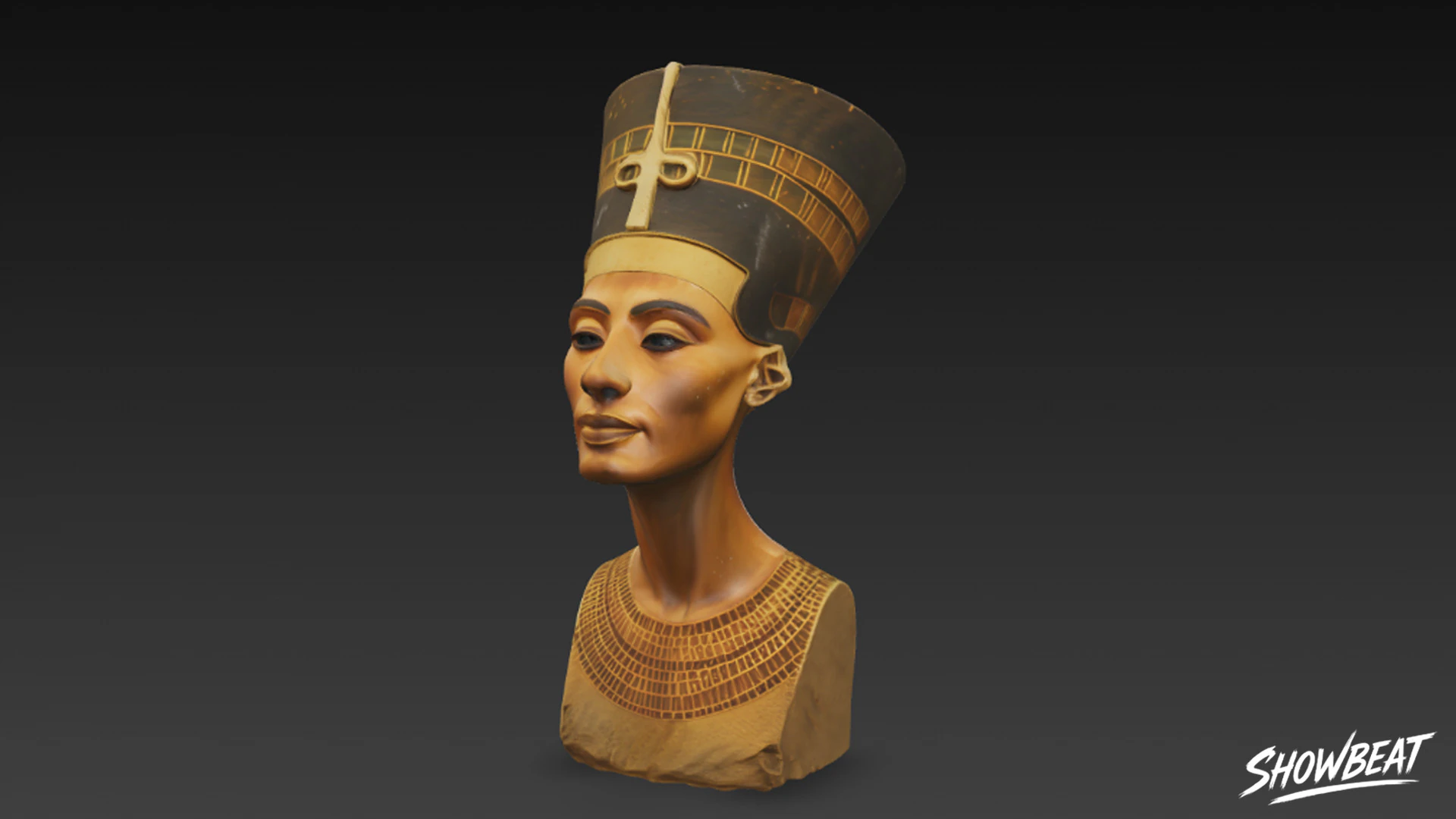 Egyptian Queen Nefertiti Bust 3D Model .c4d .max .obj .3ds .fbx .stl .blend