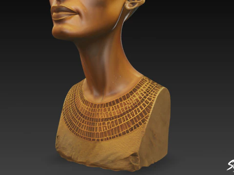 Egyptian Queen Nefertiti Bust 3D Model