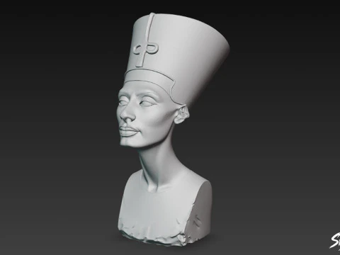Egyptian Queen Nefertiti Bust 3D Model