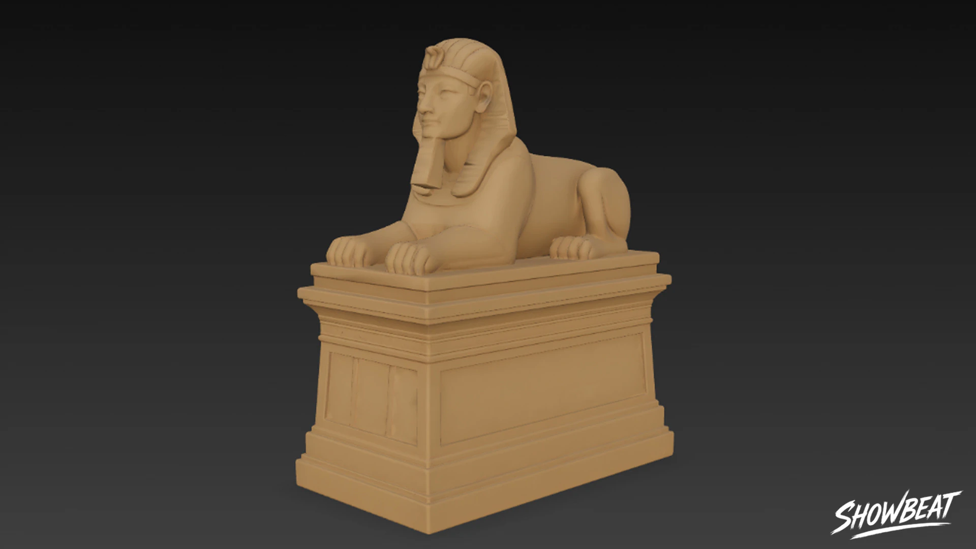 Egyptian Sphinx Statue on Pedestal 3D Model .c4d .max .obj .3ds .fbx .stl .blend 