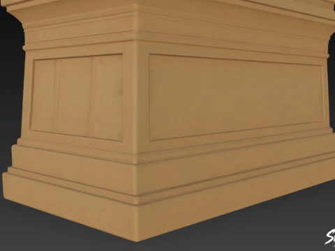 Egyptian Sphinx Statue on Pedestal 3D Model