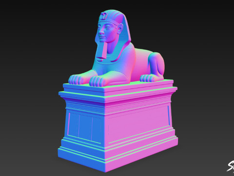 Statua della Sfinge egiziana sul piedistallo Modello 3D