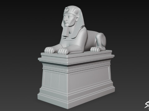 Statua della Sfinge egiziana sul piedistallo Modello 3D