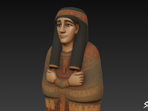Posąg egipskiego sarkofagu Model 3D