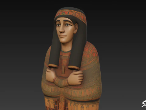 Egyptian Sarcophagus Statue 3D Model
