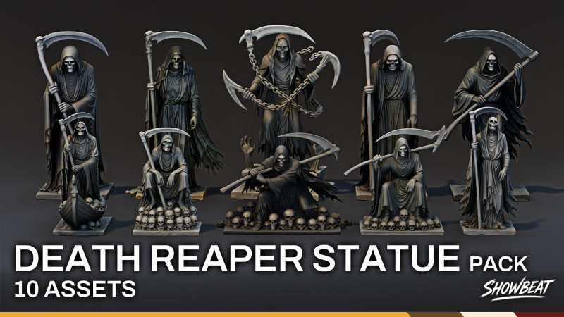 Набор статуй Жнеца Смерти 3D Модель .c4d .max .obj .3ds .fbx .stl .blend 