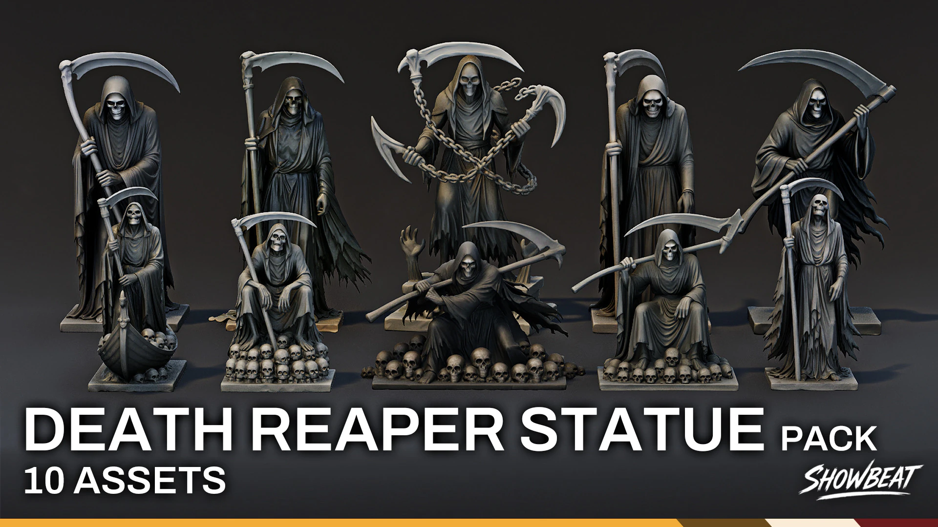 Death Reaper Statue Pack 3D Model .c4d .max .obj .3ds .fbx .stl .blend 