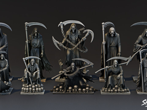 Набор статуй Жнеца Смерти 3D Модель