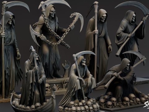 Набор статуй Жнеца Смерти 3D Модель