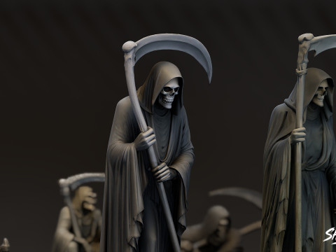 Набор статуй Жнеца Смерти 3D Модель