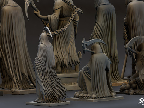 Набор статуй Жнеца Смерти 3D Модель