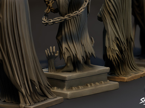 Набор статуй Жнеца Смерти 3D Модель