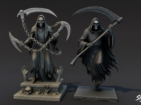 Набор статуй Жнеца Смерти 3D Модель