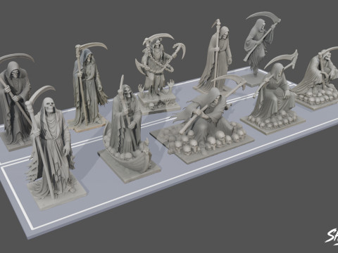 Набор статуй Жнеца Смерти 3D Модель