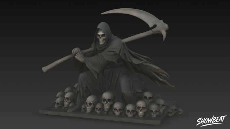 Death Reaper Standbeeld Strijd Pose 3D Model .c4d .max .obj .3ds .fbx .stl .blend