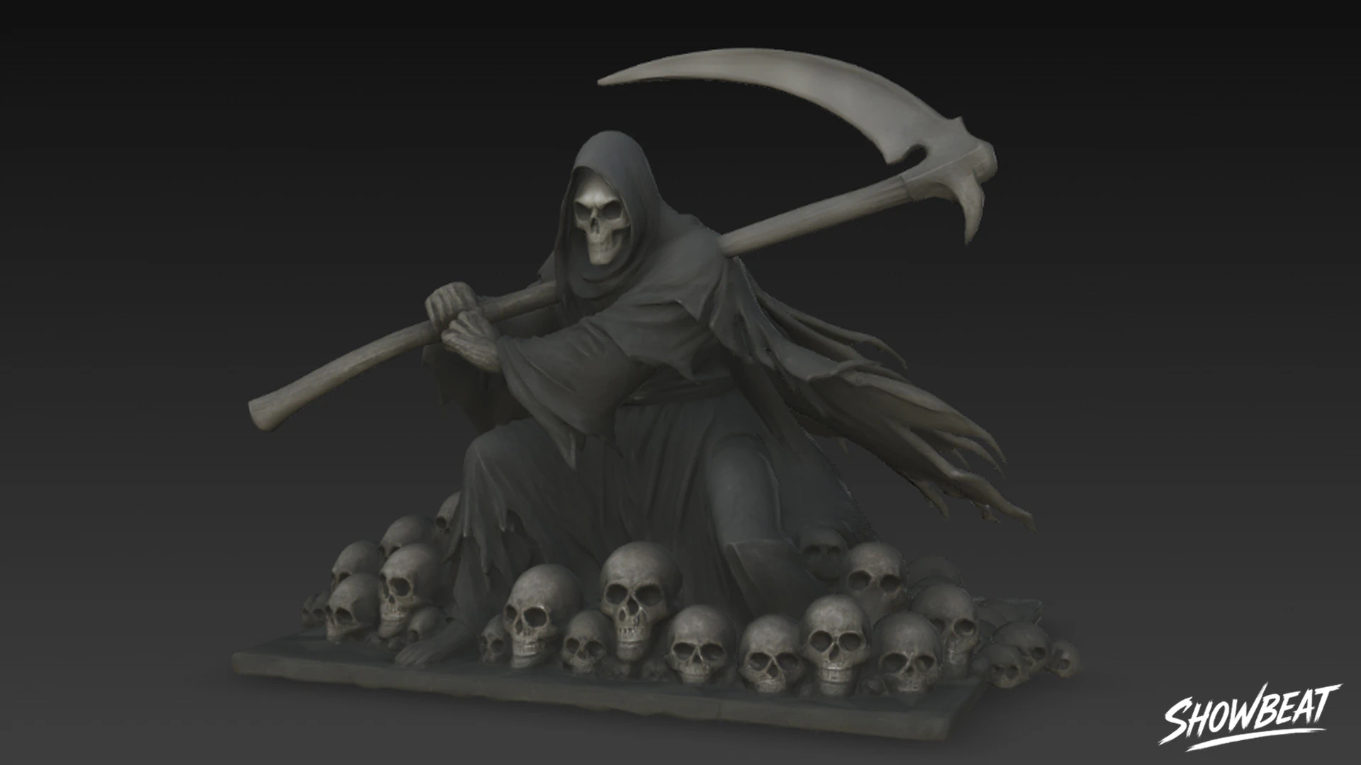 Death Reaper Statue Battle Pose 3D Model .c4d .max .obj .3ds .fbx .stl .blend 