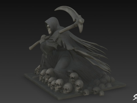 Death Reaper Standbeeld Strijd Pose 3D Model