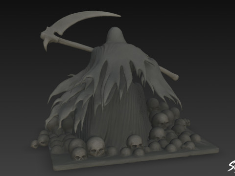 Death Reaper Standbeeld Strijd Pose 3D Model