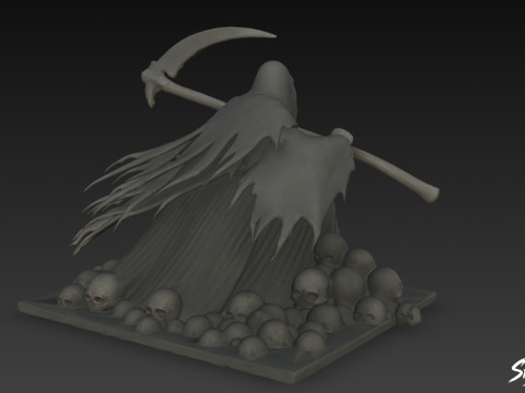 Death Reaper Standbeeld Strijd Pose 3D Model