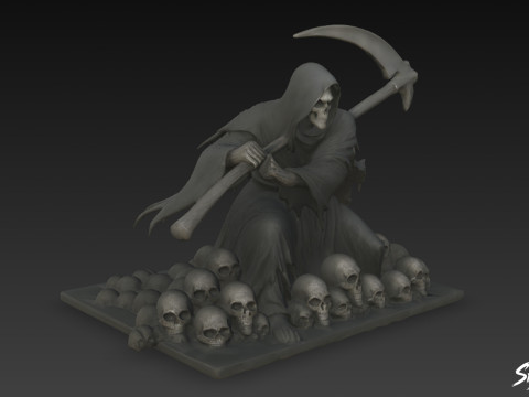 Death Reaper Standbeeld Strijd Pose 3D Model