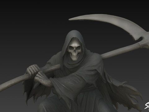 Death Reaper Standbeeld Strijd Pose 3D Model