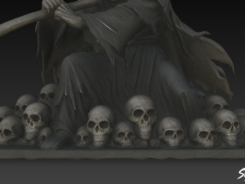 Death Reaper Standbeeld Strijd Pose 3D Model