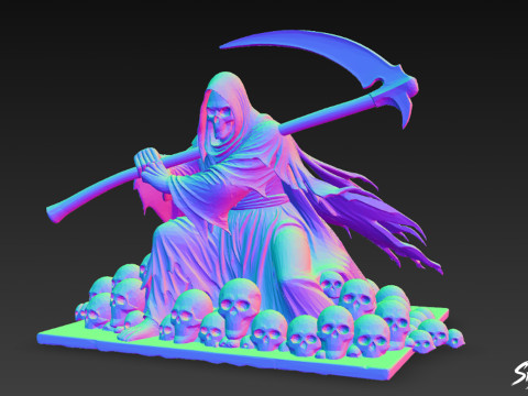 Death Reaper Standbeeld Strijd Pose 3D Model