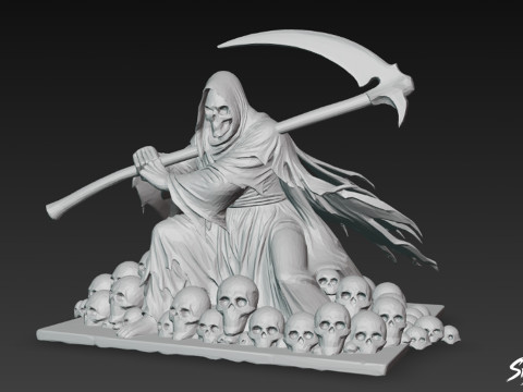 Death Reaper Standbeeld Strijd Pose 3D Model