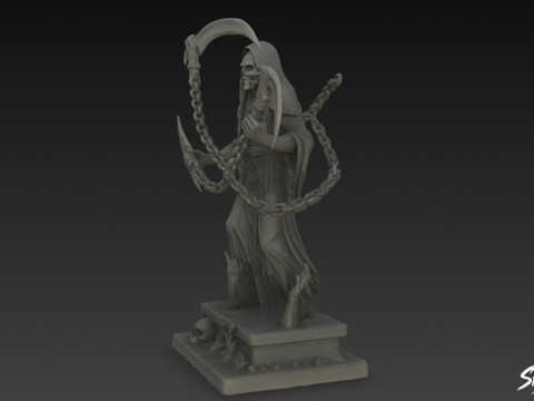 Pose de la chaîne de la statue de la Faucheuse de la mort Modèle 3D