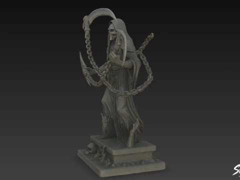 Death Reaper Statue Chain Pose 3D Model