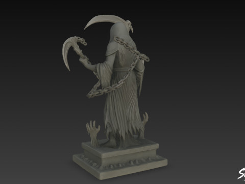 Pose de la chaîne de la statue de la Faucheuse de la mort Modèle 3D