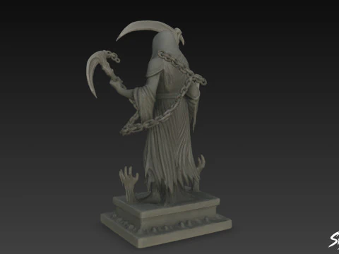 Death Reaper Statue Chain Pose 3D Model