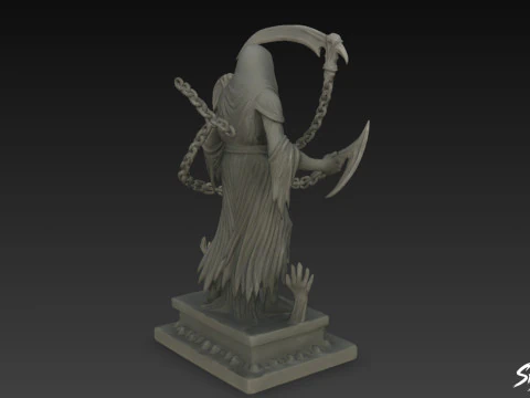 Death Reaper Statue Chain Pose 3D Model
