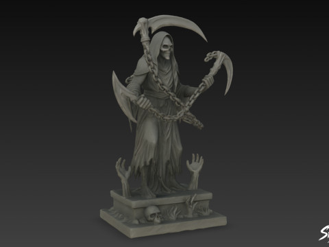 Pose de la chaîne de la statue de la Faucheuse de la mort Modèle 3D