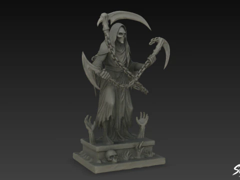 Death Reaper Statue Chain Pose 3D Model