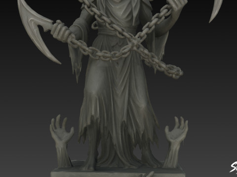 Pose de la chaîne de la statue de la Faucheuse de la mort Modèle 3D