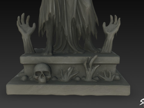 Pose de la chaîne de la statue de la Faucheuse de la mort Modèle 3D