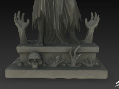 Death Reaper Statue Chain Pose 3D Model