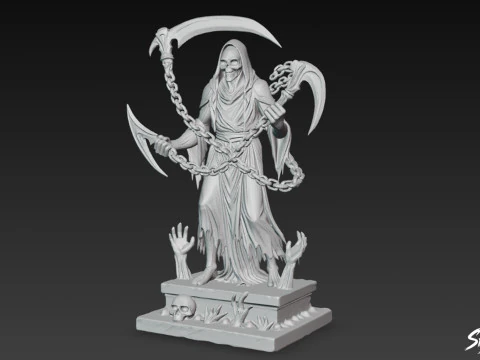 Death Reaper Statue Chain Pose 3D Model