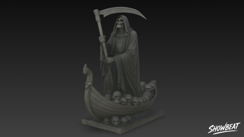 Статуя Жнеца Смерти Поза паромщика 3D Модель .c4d .max .obj .3ds .fbx .stl .blend