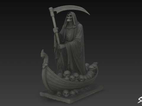 Death Reaper Statue Ferryman Pose 3D Model
