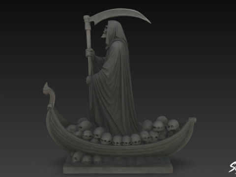 Статуя Жнеца Смерти Поза паромщика 3D Модель