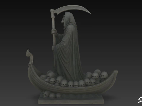 Death Reaper Statue Ferryman Pose 3D Model