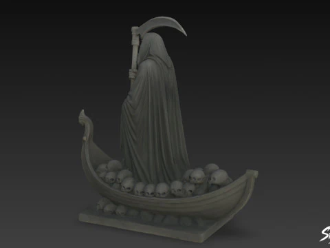 Death Reaper Statue Ferryman Pose 3D Model