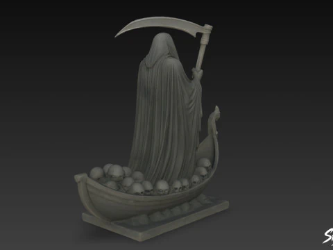 Death Reaper Statue Ferryman Pose 3D Model