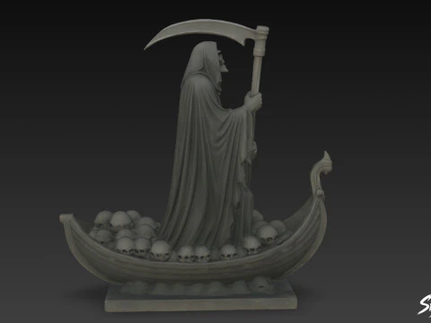 Death Reaper Statue Ferryman Pose 3D Model