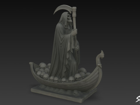 Статуя Жнеца Смерти Поза паромщика 3D Модель