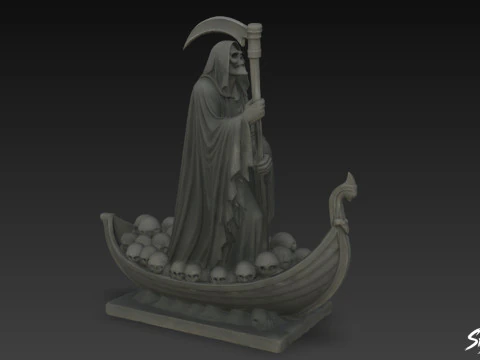 Death Reaper Statue Ferryman Pose 3D Model